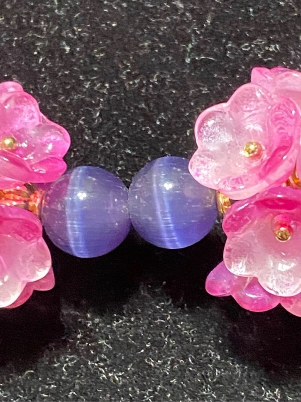 EYE CANDY LOS ANGELES Yasamin pink & purple Floral Beaded Choker Necklace 18” - Picture 6 of 12